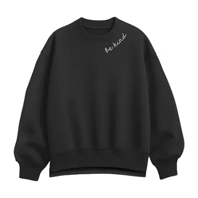 Hybrid Tees Be Kind Womens Crew Neck Long Sleeve Pullover Sweater In Black