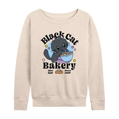 Hybrid Tees Black Cat Bakery Womens Crew Neck Long Sleeve Regular Fit Graphic T-shirt In Multi