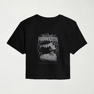 Hybrid Tees Bride Of Frankenstein Distressed Womens Crew Neck Short Sleeve Regular Fit Graphic T-shirt In Black