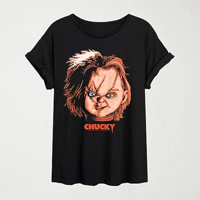 Hybrid Tees Chucky Womens Crew Neck Short Sleeve Oversized Graphic T-shirt In Black