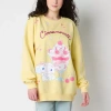Hybrid Tees Cinnamoroll Womens Juniors Crew Neck Long Sleeve Embroidered Cinnamoroll Sweatshirt In Yellow