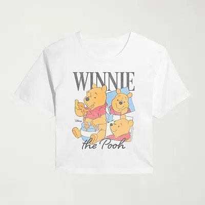 Hybrid Tees Collage Distressed Womens Crew Neck Short Sleeve Regular Fit Graphic T-shirt In White