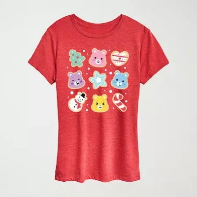 Hybrid Tees Cookie Cutter Womens Crew Neck Short Sleeve Regular Fit Care Bears Graphic T-shirt In Red