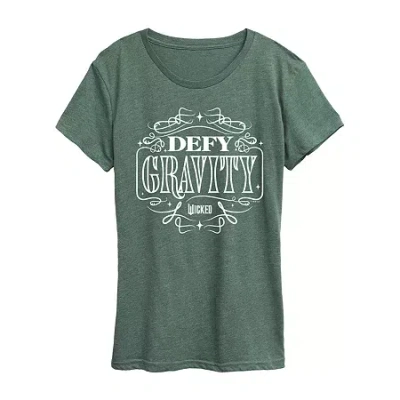 Hybrid Tees Defy Gravity Womens Crew Neck Short Sleeve Regular Fit Wicked Graphic T-shirt In Green