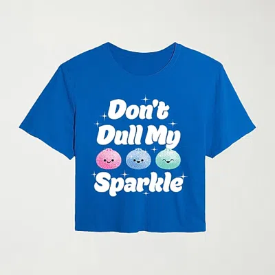 Hybrid Tees Dont Dull Sparkle Dumplings Womens Crew Neck Short Sleeve Regular Fit Graphic T-shirt In Blue