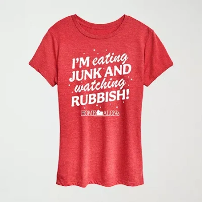 Hybrid Tees Eating Junk Womens Crew Neck Short Sleeve Regular Fit Graphic T-shirt In Red