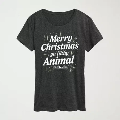 Hybrid Tees Filthy Animal Womens Crew Neck Short Sleeve Regular Fit Graphic T-shirt In Gray