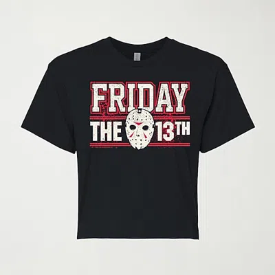 Hybrid Tees Friday The 13th Collegiate Womens Crew Neck Short Sleeve Regular Fit Graphic T-shirt In Black