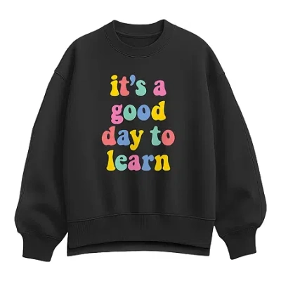 Hybrid Tees Good Day To Learn Womens Crew Neck Long Sleeve Pullover Sweater In Black