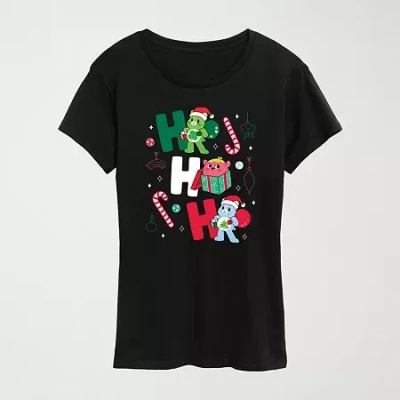 Hybrid Tees Ho Ho Ho Bears Womens Round Neck Short Sleeve Regular Fit Care Bears Graphic T-shirt In Black