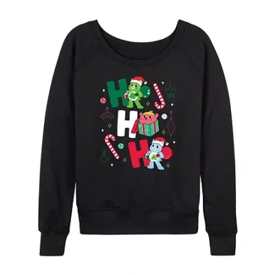 Hybrid Tees Ho Ho Ho Womens Crew Neck Long Sleeve Regular Fit Care Bears Graphic T-shirt In Black