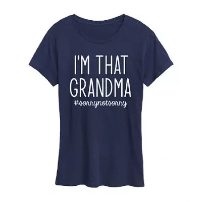 Hybrid Tees Im That Grandma Womens Crew Neck Short Sleeve Regular Fit Graphic T-shirt In Blue