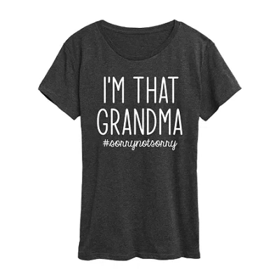 Hybrid Tees Im That Grandma Womens Crew Neck Short Sleeve Regular Fit Graphic T-shirt In Black