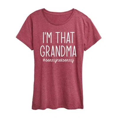 Hybrid Tees Im That Grandma Womens Crew Neck Short Sleeve Regular Fit Graphic T-shirt In Burgundy