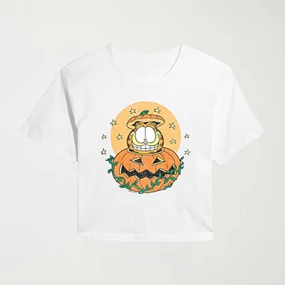 Hybrid Tees Jackolantern Womens Crew Neck Short Sleeve Regular Fit Graphic T-shirt In White