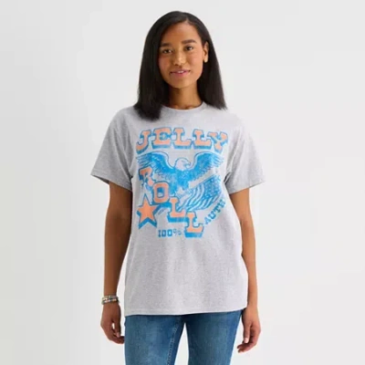 Hybrid Tees Jelly Roll Boyfriend Tee Womens Crew Neck Short Sleeve Graphic T-shirt In Gray