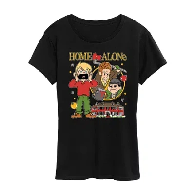 Hybrid Tees Kevin Calling Womens Crew Neck Short Sleeve Regular Fit Graphic T-shirt In Black