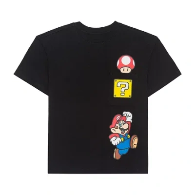 Hybrid Tees Little & Big Kid Boys Crew Neck Short Sleeve Oversized Super Mario Graphic T-shirt In Black