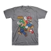 Hybrid Tees Little & Big Kid Boys Crew Neck Short Sleeve Regular Fit Super Mario Graphic T-shirt In Gray