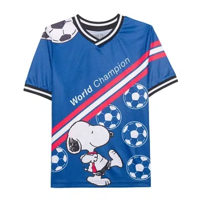 Hybrid Tees Little & Big Kid Boys V Neck Snoopy Short Sleeve Jersey In Blue