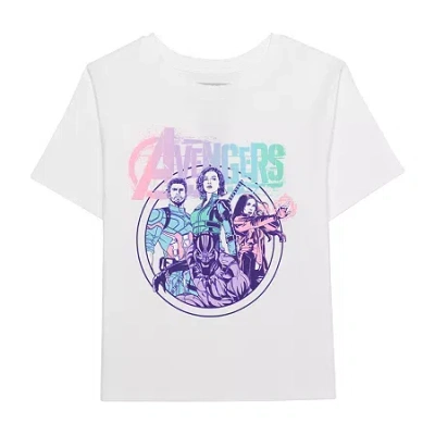 Hybrid Tees Little & Big Kid Girls Crew Neck Short Sleeve Regular Fit Avengers Graphic T-shirt In White