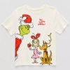 Hybrid Tees Little & Big Kid Girls Crew Neck Short Sleeve Regular Fit Grinch Graphic T-shirt In White
