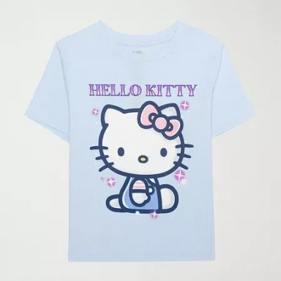 Hybrid Tees Little & Big Kid Girls Crew Neck Short Sleeve Regular Fit Hello Kitty Graphic T-shirt In Blue
