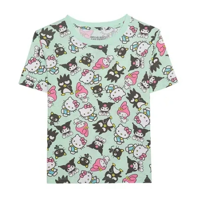 Hybrid Tees Little & Big Kid Girls Crew Neck Short Sleeve Regular Fit Hello Kitty Graphic T-shirt In Green