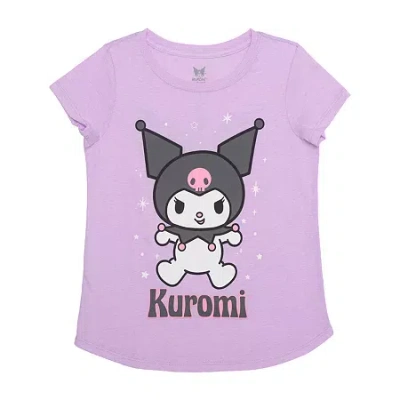 Hybrid Tees Little & Big Kid Girls Crew Neck Short Sleeve Regular Fit Kuromi Graphic T-shirt In Purple