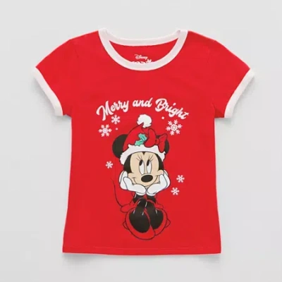 Hybrid Tees Little & Big Kid Girls Crew Neck Short Sleeve Regular Fit Minnie Mouse Graphic T-shirt In Red