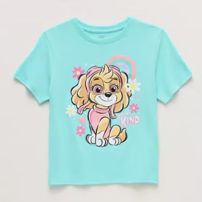 Hybrid Tees Little & Big Kid Girls Crew Neck Short Sleeve Regular Fit Paw Patrol Graphic T-shirt In Blue