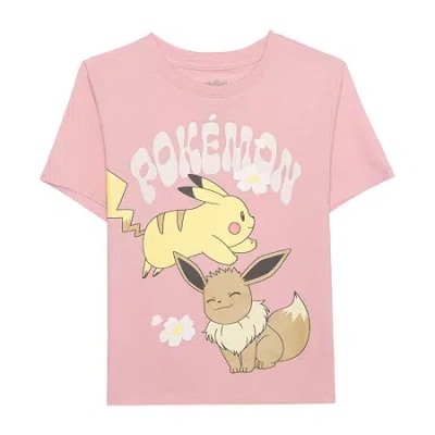 Hybrid Tees Little & Big Kid Girls Crew Neck Short Sleeve Regular Fit Pokeman Graphic T-shirt In Pink