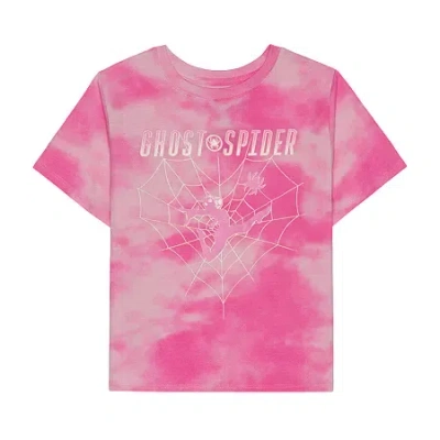 Hybrid Tees Little & Big Kid Girls Crew Neck Short Sleeve Regular Fit Spiderman Graphic T-shirt In Pink