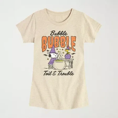 Hybrid Tees Little & Big Kid Girls Crew Neck Short Sleeve Snoopy Graphic T-shirt In Neutral