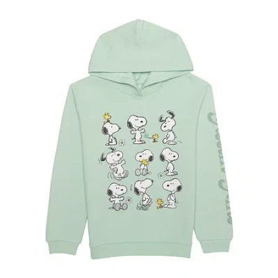 Hybrid Tees Little & Big Kid Girls Long Sleeve Peanuts Snoopy Fleece Hoodie In Green