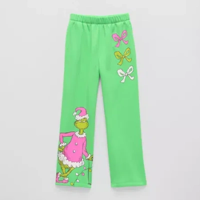 Hybrid Tees Little & Big Kid Girls Regular Fit Grinch Fleece Pull-on Pant In Green