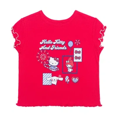 Hybrid Tees Little & Big Kid Girls Round Neck Short Sleeve Regular Fit Hello Kitty Graphic T-shirt In Pink