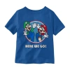 Hybrid Tees Little Boys Crew Neck Short Sleeve Regular Fit Super Mario Graphic T-shirt In Blue