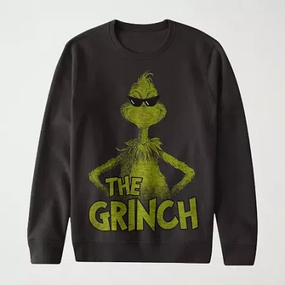 Hybrid Tees Mens Crew Neck Long Sleeve Grinch Sweatshirt In Black