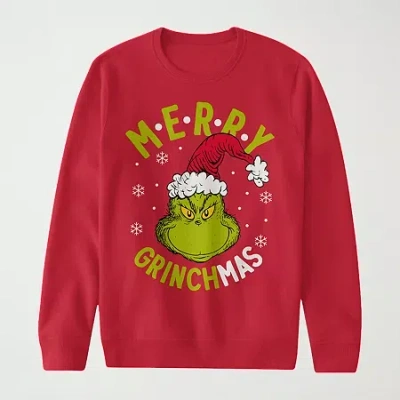 Hybrid Tees Mens Crew Neck Long Sleeve Grinch Sweatshirt In Red
