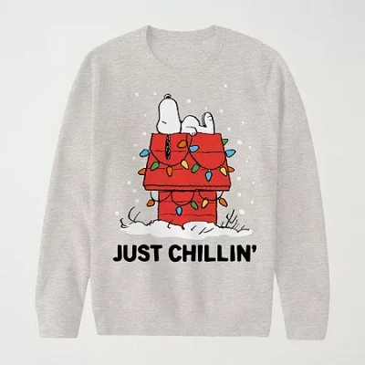 Hybrid Tees Mens Crew Neck Long Sleeve Peanuts Snoopy Sweatshirt In Multi