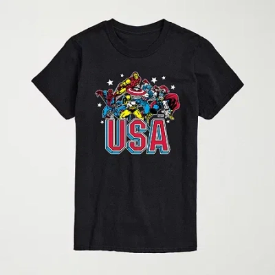 Hybrid Tees Mens Crew Neck Short Sleeve Regular Fit Marvel Big And Tall Graphic T-shirt In Black