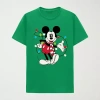 Hybrid Tees Mens Crew Neck Short Sleeve Regular Fit Mickey Mouse Graphic T-shirt In Green