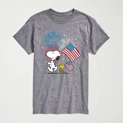 Hybrid Tees Mens Crew Neck Short Sleeve Regular Fit Peanuts Snoopy Big And Tall Graphic T-shirt In Gray