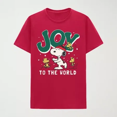 Hybrid Tees Mens Crew Neck Short Sleeve Regular Fit Peanuts Snoopy Graphic T-shirt In Red