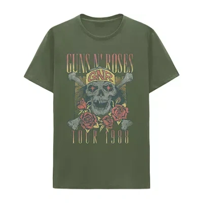 Hybrid Tees Mens Short Sleeve Guns N' Roses Graphic T-shirt In Green
