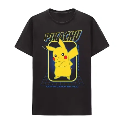 Hybrid Tees Mens Short Sleeve Pokeman Graphic T-shirt In Black