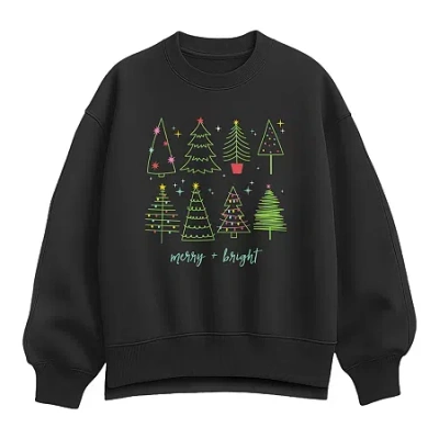 Hybrid Tees Merry And Bright Womens Crew Neck Long Sleeve Pullover Sweater In Multi