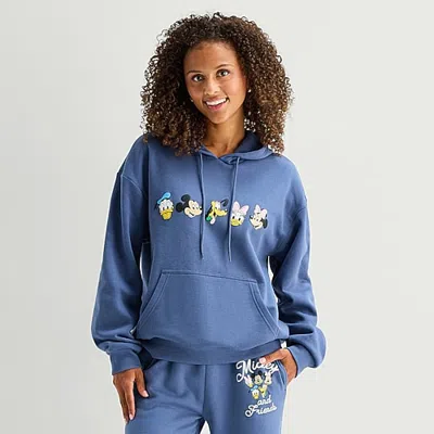 Hybrid Tees Mickey & Friends Hoodie Womens Juniors Long Sleeve Mickey Mouse Hoodie In Blue