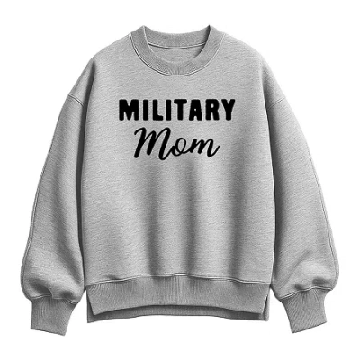 Hybrid Tees Military Mom Womens Crew Neck Long Sleeve Pullover Sweater In Gray